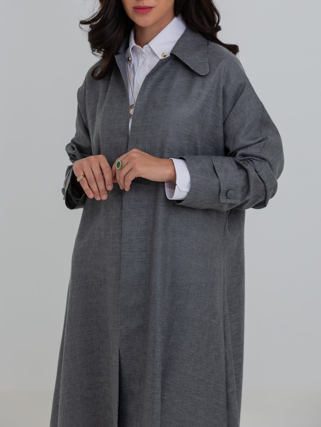 Drapella Linen Abaya in Gray
