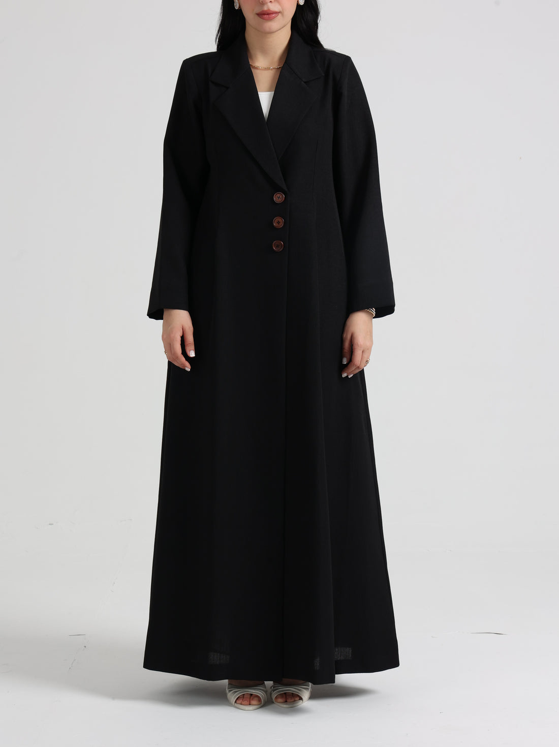 Rina Linen Abaya in Black