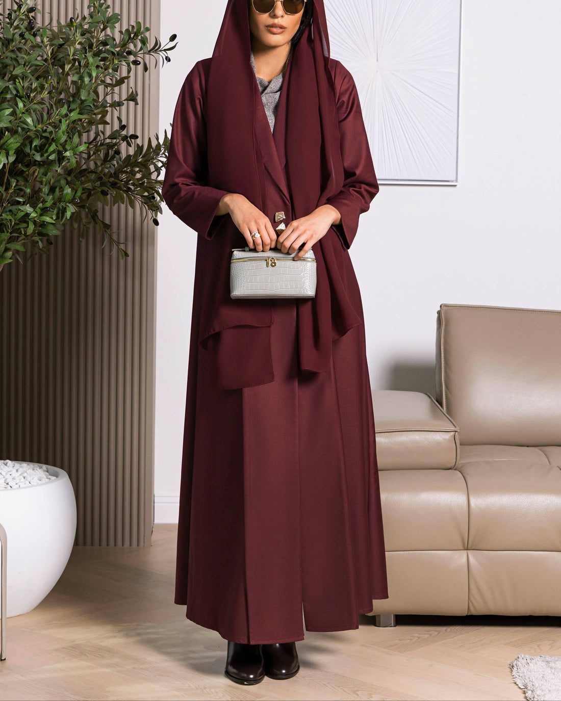 Asil Abaya in Burgundy