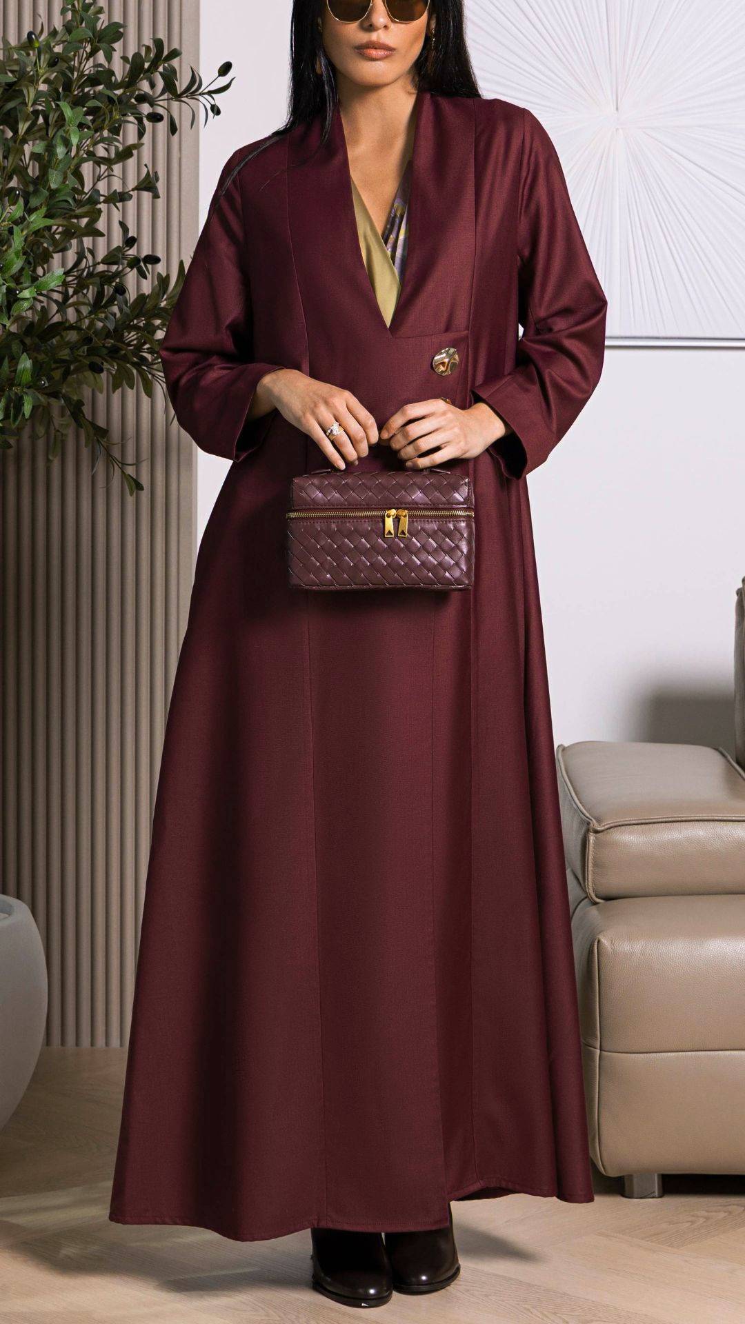 Asmaa Abaya in Burgandy